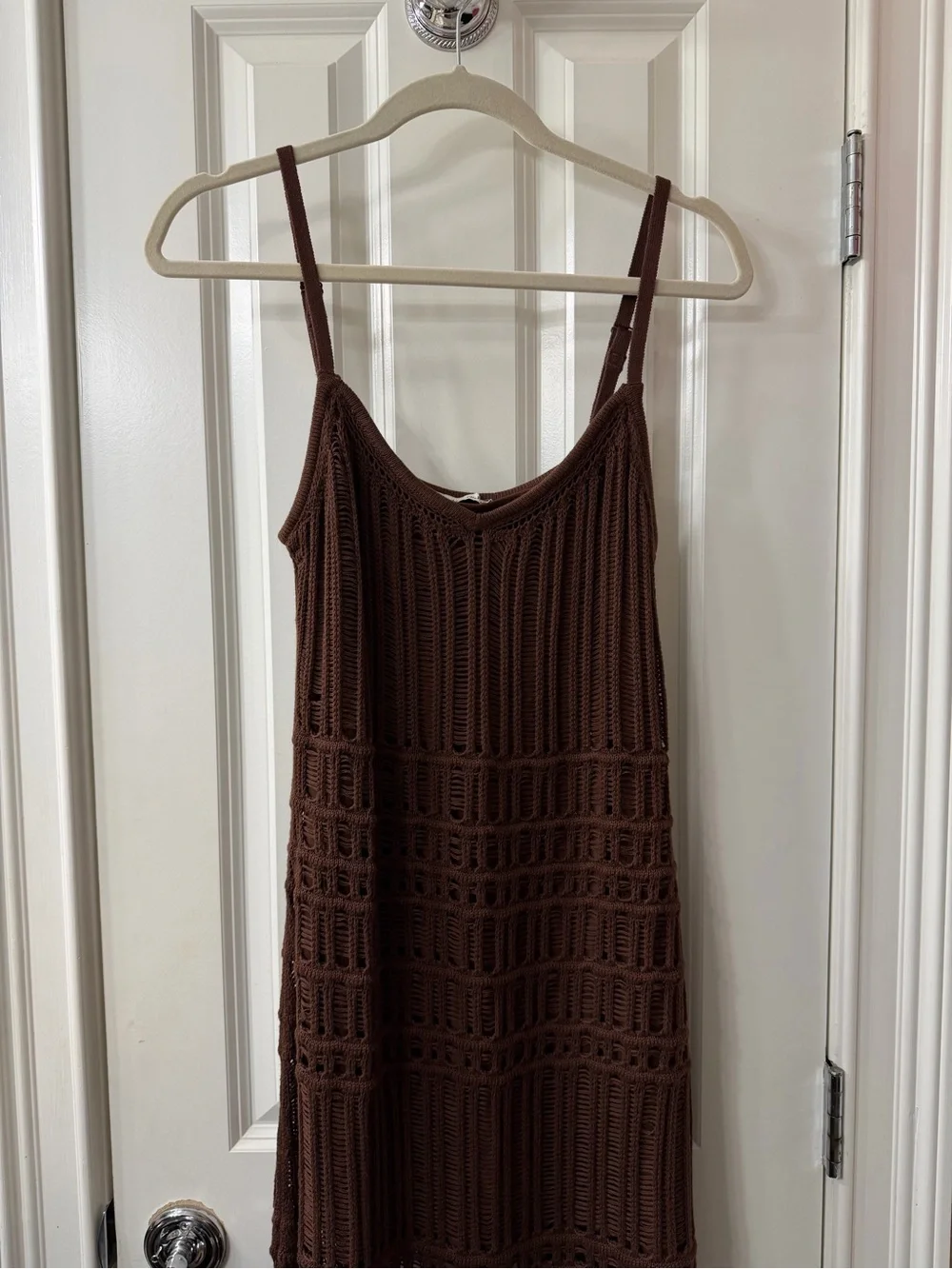Abercrombie & Fitch Brown Crochet-Style Maxi Dress - Medium Petite